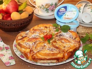 Пирог с творожным сыром и персиками