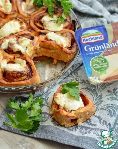 Разборный пирог с ветчиной и сыром