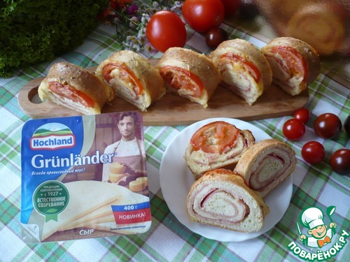 Рулет с сыром и ветчиной Рулет с сыром и ветчиной