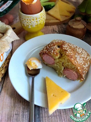 Кабачковый заливной пирог с сосисками