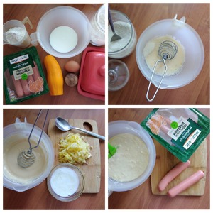 Кабачковый заливной пирог с сосисками