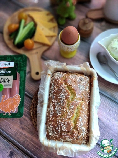 Кабачковый заливной пирог с сосисками