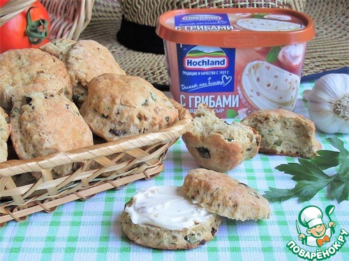 Сконы с плавленым сыром и грибами