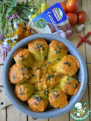 Фаршированный перец в сырно-овощном соусе