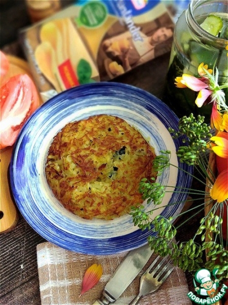 Картофельная запеканка на сковороде