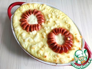 Картофельная запеканка с фаршем и сосисками Картофельная запеканка с фаршем и сосисками