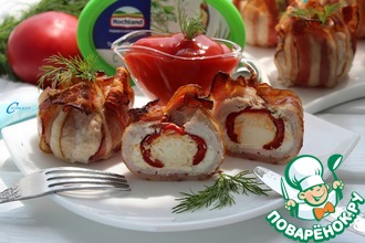 Картофельно-сырный кебаб в беконе Картофельно-сырный кебаб в беконе