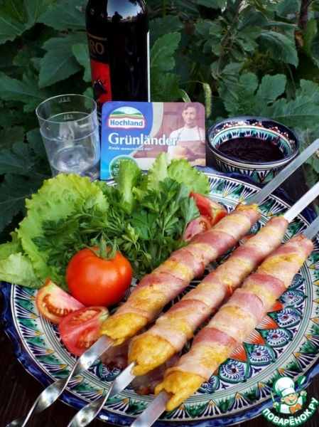 Картофельно-сырный кебаб в беконе Картофельно-сырный кебаб в беконе