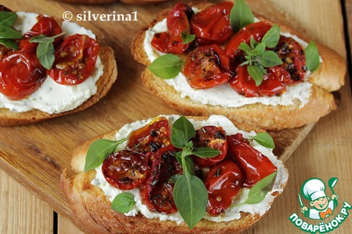 Кростини с запеченными томатами Кростини с запеченными томатами