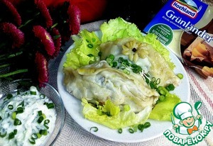 Манты с сырным соусом Манты с сырным соусом