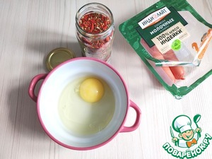 Омлет с сосисками и гренками Омлет с сосисками и гренками