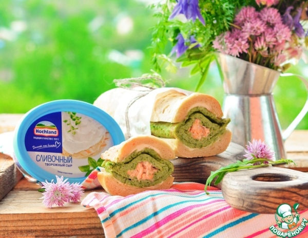 Омлетный рулет с горбушей в багете Омлетный рулет с горбушей в багете