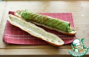 Омлетный рулет с горбушей в багете Омлетный рулет с горбушей в багете