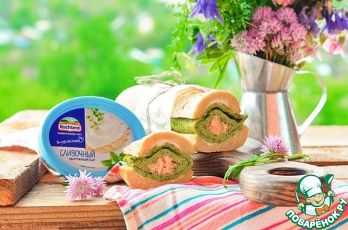 Омлетный рулет с горбушей в багете Омлетный рулет с горбушей в багете