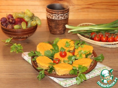 Овощное суфле с сосисками из индейки