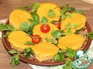 Овощное суфле с сосисками из индейки