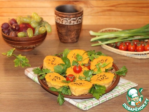 Овощное суфле с сосисками из индейки