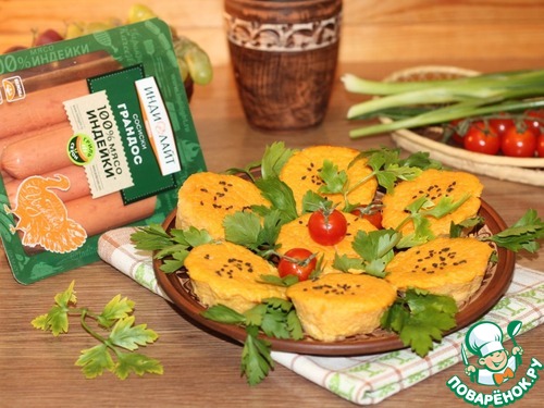 Овощное суфле с сосисками из индейки