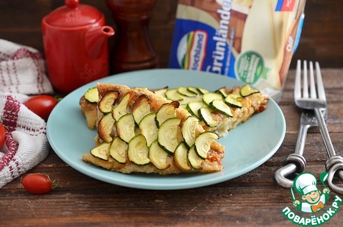 Рыба с сыром под кабачковой чешуей