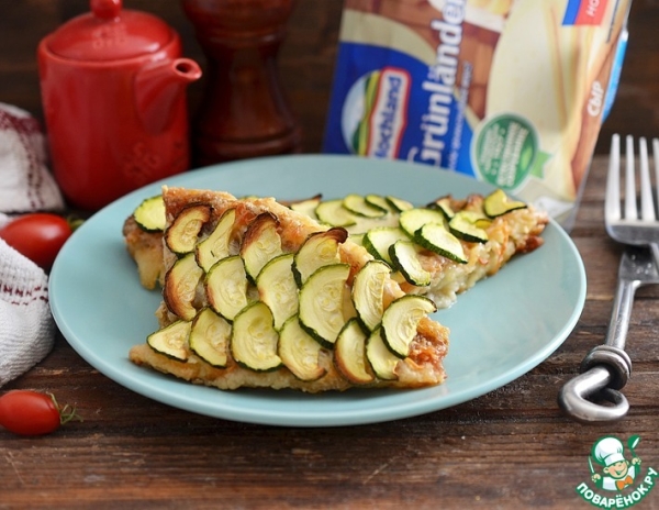 Рыба с сыром под кабачковой чешуей