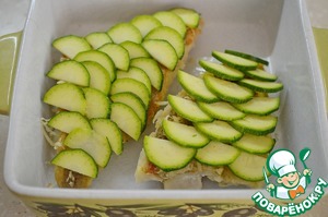 Рыба с сыром под кабачковой чешуей