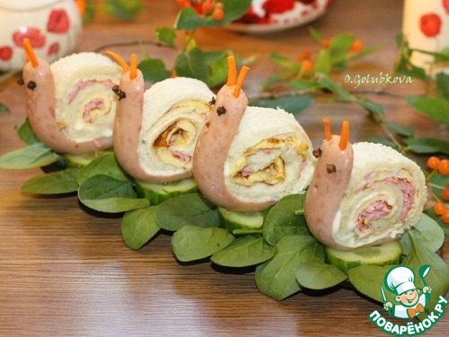 Сэндвичи с яйцом и сосиской "Улитки" Сэндвичи с яйцом и сосиской "Улитки"