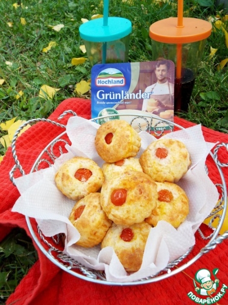 Сырные маффины с ветчиной и черри Сырные маффины с ветчиной и черри