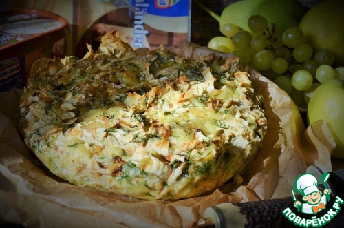 Сырный пирог из лаваша с жареным луком