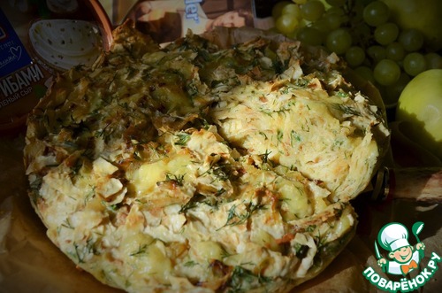 Сырный пирог из лаваша с жареным луком