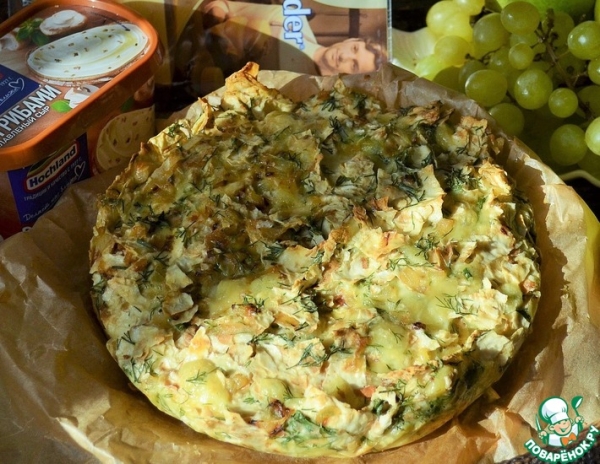 Сырный пирог из лаваша с жареным луком