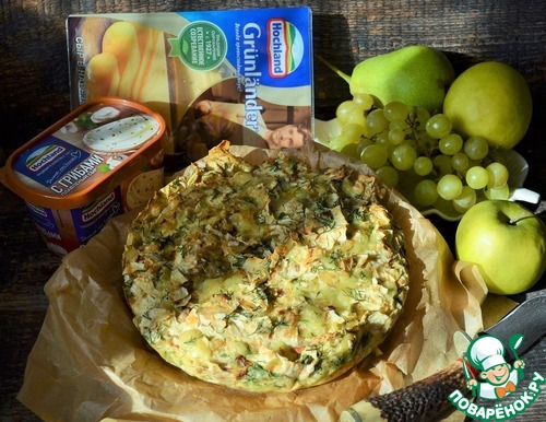 Сырный пирог из лаваша с жареным луком