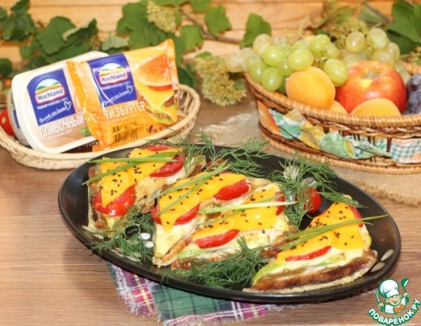 Тосты с овощами, сыром в яичной заливке Тосты с овощами, сыром в яичной заливке