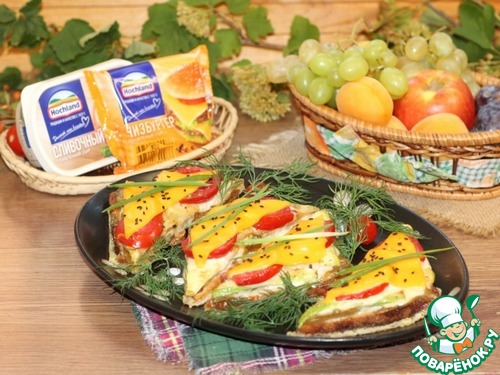Тосты с овощами, сыром в яичной заливке Тосты с овощами, сыром в яичной заливке