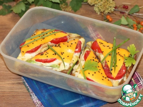 Тосты с овощами, сыром в яичной заливке Тосты с овощами, сыром в яичной заливке