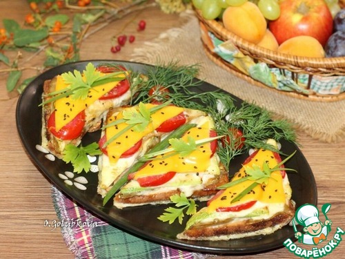 Тосты с овощами, сыром в яичной заливке Тосты с овощами, сыром в яичной заливке