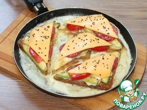 Тосты с овощами, сыром в яичной заливке Тосты с овощами, сыром в яичной заливке