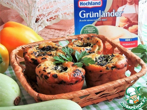 Творожные маффины с кабачковыми розами