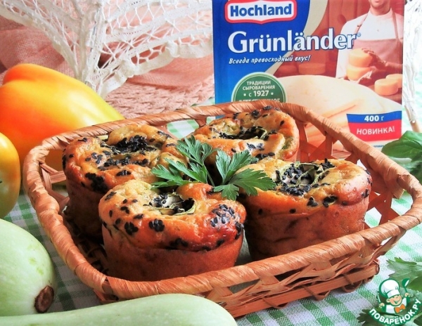 Творожные маффины с кабачковыми розами