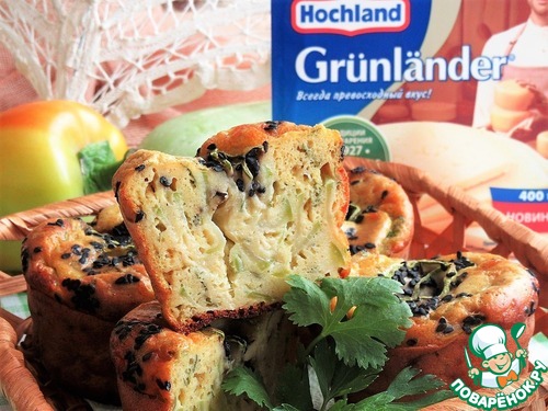 Творожные маффины с кабачковыми розами