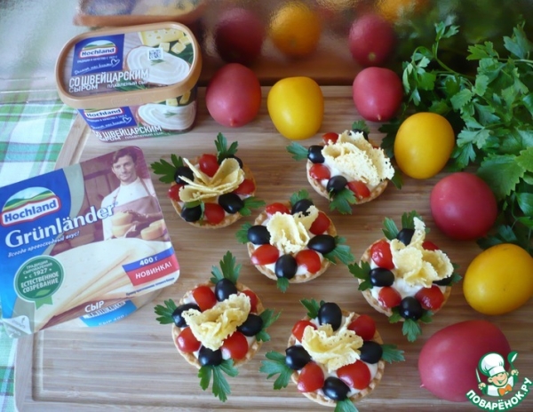 Закусочные тарталетки с сырными чипсами