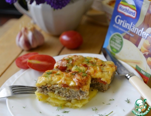 Запеканка из картофеля, фарша и сыра