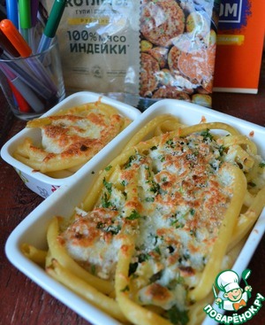 Запеканка макаронная с котлетами