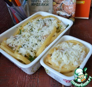 Запеканка макаронная с котлетами