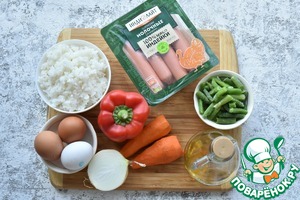 Жареный рис с сосисками по-китайски Жареный рис с сосисками по-китайски