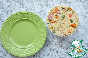 Жареный рис с сосисками по-китайски Жареный рис с сосисками по-китайски