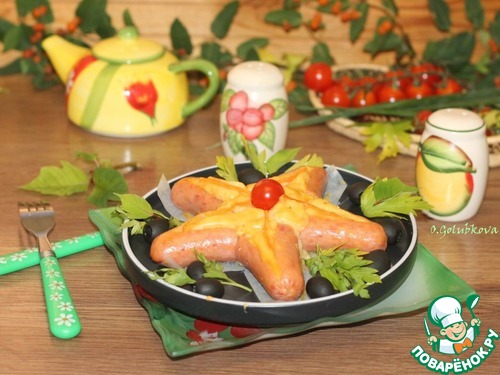 Звездочка из сосисок и картофельного пюре Звездочка из сосисок и картофельного пюре