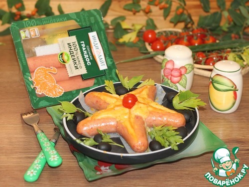 Звездочка из сосисок и картофельного пюре Звездочка из сосисок и картофельного пюре