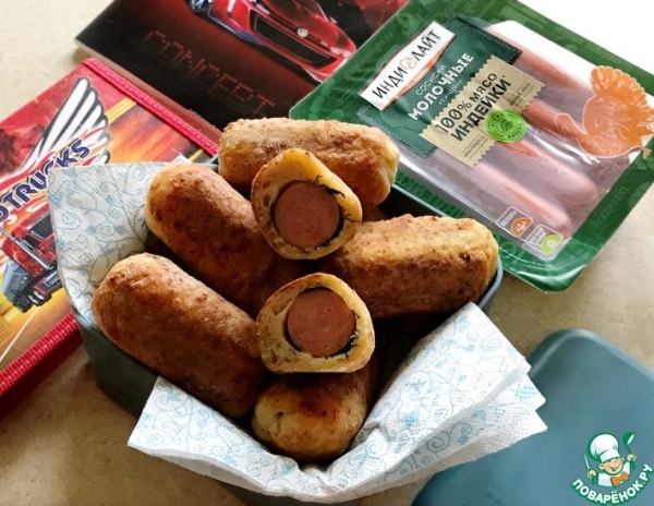 Пирожки с сосиской на творожном тесте Пирожки с сосиской на творожном тесте