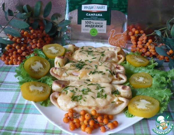 Блинные "лодочки" с ветчиной и сыром