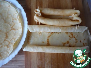 Блинные "лодочки" с ветчиной и сыром